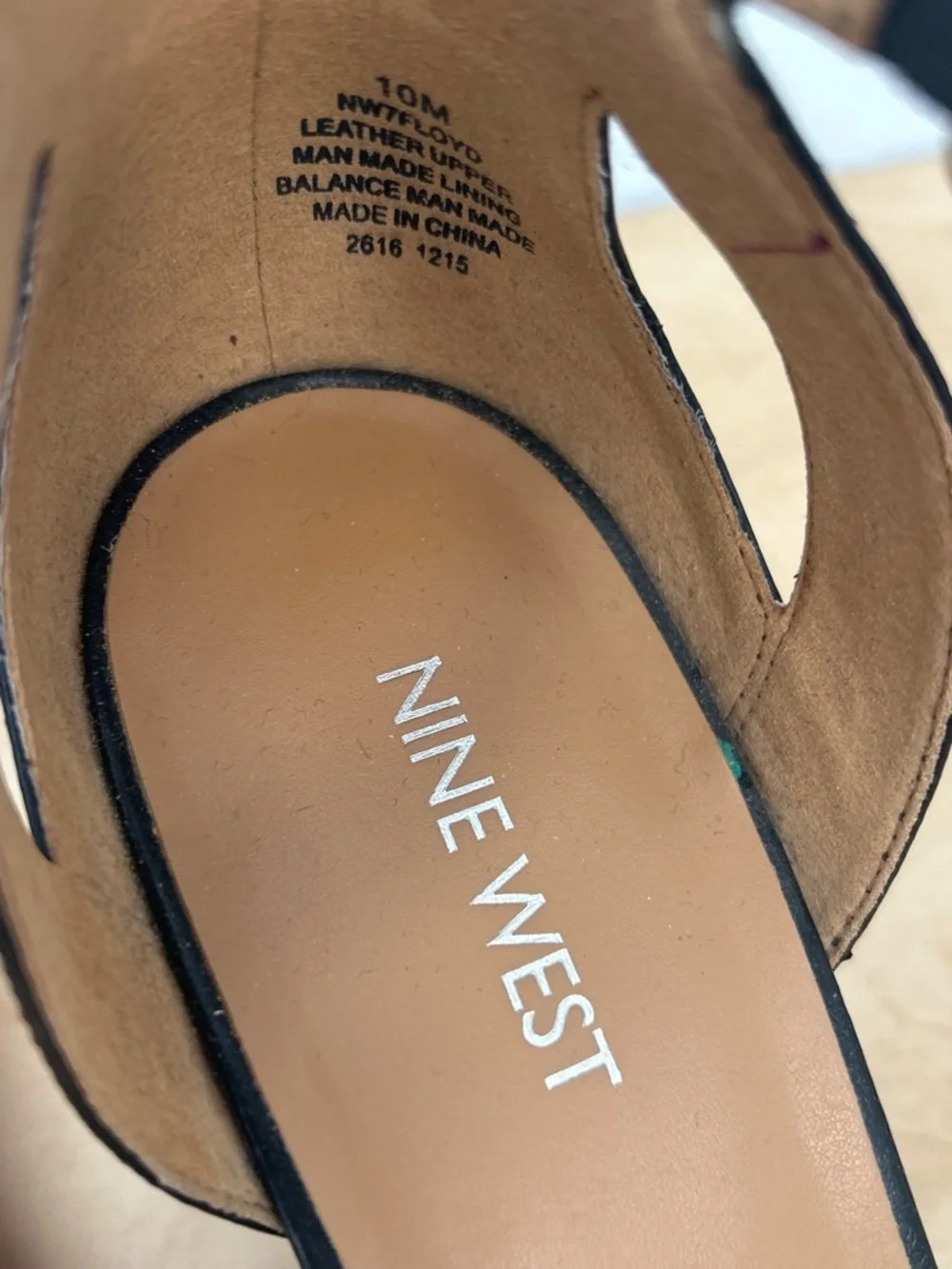 Nine West Black Leather Ankle-Strap Wedge Sandals